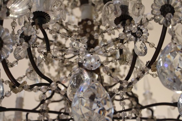 19th Century Italian Neoclassical Giltwood and Crystal Chandelier-YF-632725