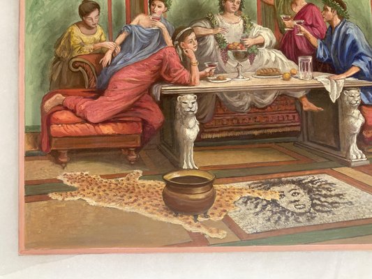 19th Century Italian Oil on Alabaster Painting Pompeian Interior Scene in Ormolu-AXE-1433412