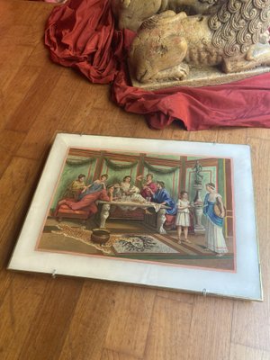 19th Century Italian Oil on Alabaster Painting Pompeian Interior Scene in Ormolu-AXE-1433412