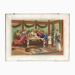 19th Century Italian Oil on Alabaster Painting Pompeian Interior Scene in Ormolu-AXE-1433412