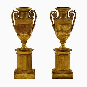 19th Century Italian Vases on Plinth, Set of 2-ZCI-751788