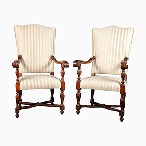 19th Century Italian Walnut Carved Armchairs, Set of 2-MBH-1031727