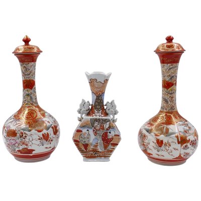 19th-Century Japanese Kutani Vases, Set of 3-ZCI-752300