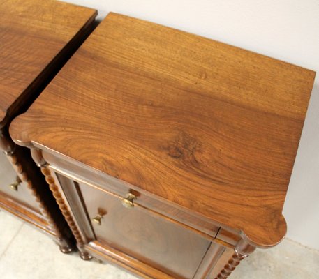 19th Century Louis Philippe Bedside Tables in Walnut, Italy, Set of 2-UMS-1785007