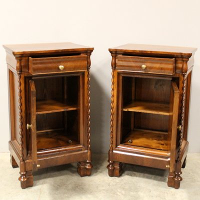 19th Century Louis Philippe Bedside Tables in Walnut, Italy, Set of 2-UMS-1785007