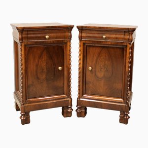 19th Century Louis Philippe Bedside Tables in Walnut, Italy, Set of 2-UMS-1785007