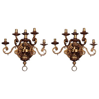 19th Century Louis XIV Style Bronze Wall Lights, Set of 2-FLW-1401847