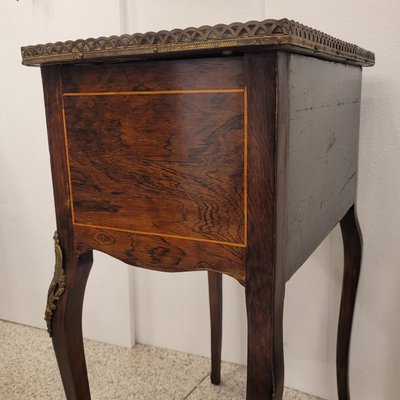 19th Century Louis XV Commode in Marquetry and Marble, France-NUC-2034866