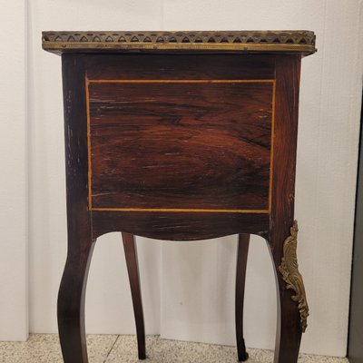 19th Century Louis XV Commode in Marquetry and Marble, France-NUC-2034866