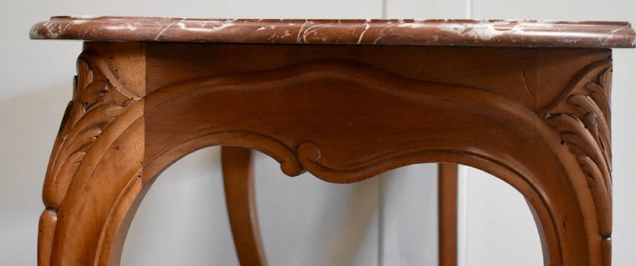 19th Century Louis XV Style Blonde Walnut Console Table-RVK-726594