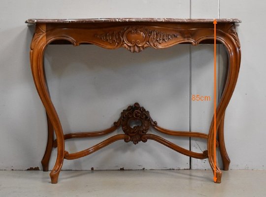 19th Century Louis XV Style Blonde Walnut Console Table-RVK-726594