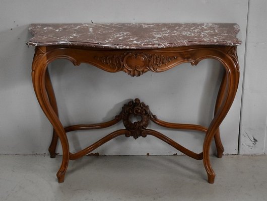 19th Century Louis XV Style Blonde Walnut Console Table-RVK-726594