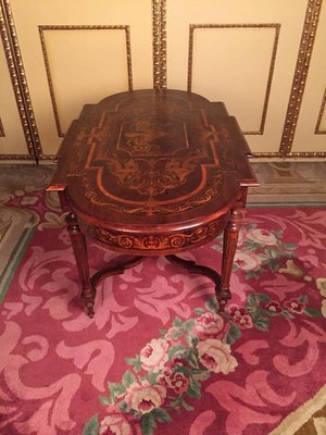 19th Century Louis XVI Marquetry & Veneer Salon Table, 1860s-FLW-1402121