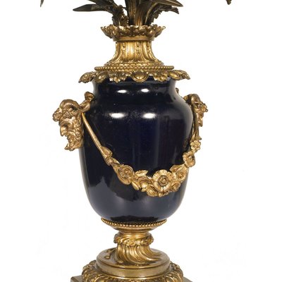 19th Century Louis XVI Style French Blue Cobalt Porcelain and Gilt Bronze Table Lamp from Sevres-NJV-715414