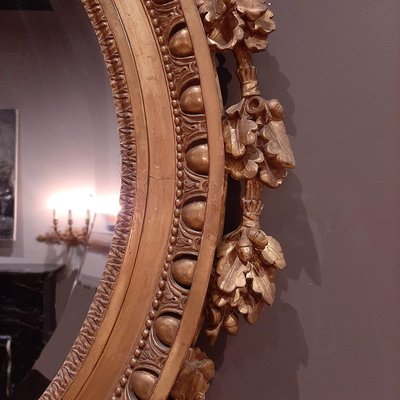 19th Century Louis XVI Style Gilt Oval Mirror-TDA-1376425