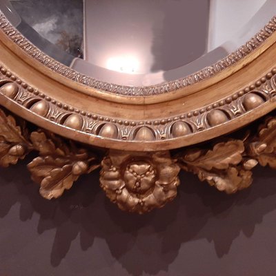 19th Century Louis XVI Style Gilt Oval Mirror-TDA-1376425