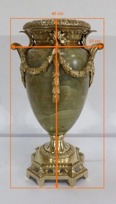 19th Century Louis XVI Style Onyx and Bronze Vases, Set of 2-RVK-1256273