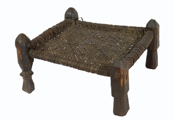 19th Century Low Cedar Stool, Nuristan, 1890s-UZN-1427809