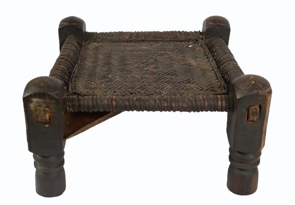 19th Century Low Cedar Stool, Nuristan, 1890s-UZN-1427808