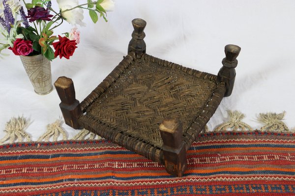 19th Century Low Cedar Stool, Nuristan, 1890s-UZN-1427809