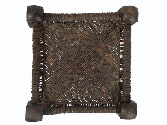 19th Century Low Cedar Stool, Nuristan, 1890s-UZN-1427808