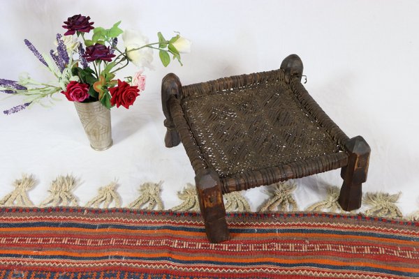 19th Century Low Cedar Stool, Nuristan, 1890s-UZN-1427809