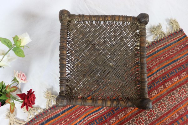 19th Century Low Cedar Stool, Nuristan, 1890s-UZN-1427812