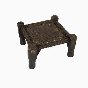 19th Century Low Cedar Stool, Nuristan, 1890s-UZN-1427808