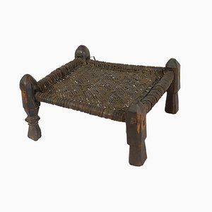 19th Century Low Cedar Stool, Nuristan, 1890s-UZN-1427809