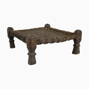 19th Century Low Cedar Stool, Nuristan, 1890s-UZN-1427812