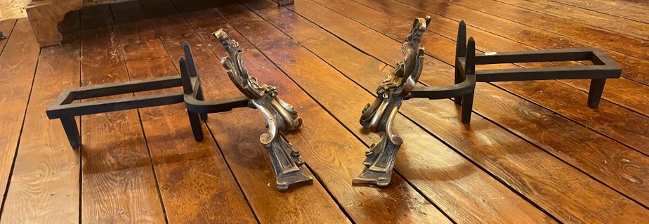 19th Century Luigi XC Bronze Andirons, Set of 2-HPU-1370767