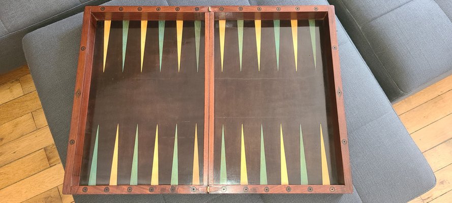 19th Century Mahogany Backgammon Set, Set of 35-SNC-1697975