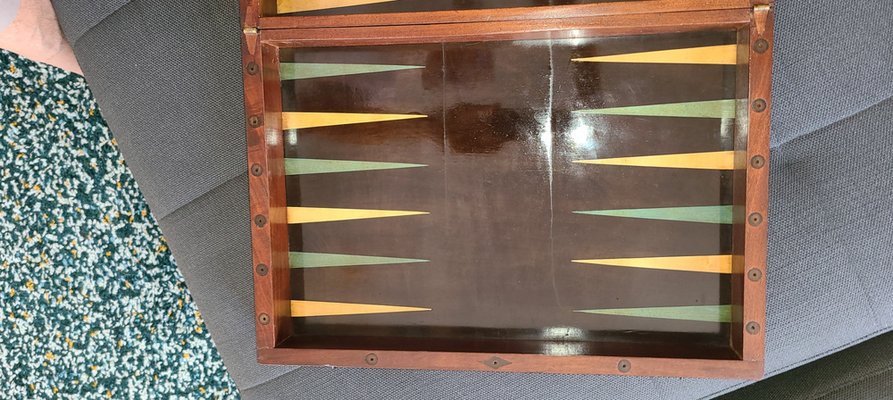 19th Century Mahogany Backgammon Set, Set of 35-SNC-1697975