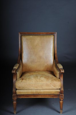 19th Century Mahogany English Leather Armchair-FLW-1402225