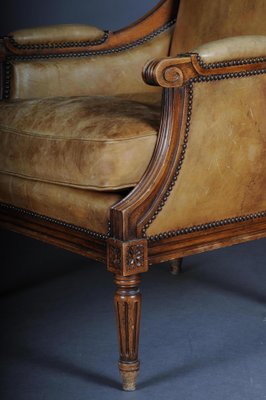 19th Century Mahogany English Leather Armchair-FLW-1402225