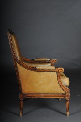 19th Century Mahogany English Leather Armchair-FLW-1402225