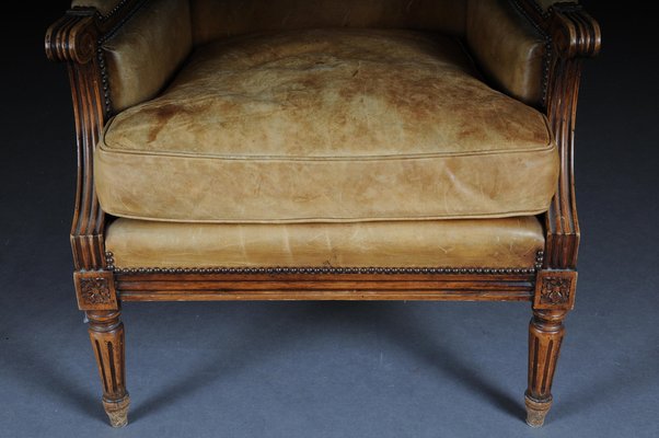 19th Century Mahogany English Leather Armchair-FLW-1402225