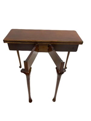 19th Century Mahogany Folding Console Table with 2 Drawers Each Side-UCH-1224338