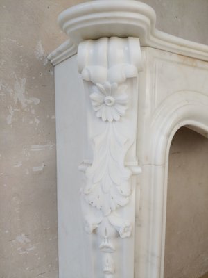 19th Century Mantlepiece of White Statuary in Bianco Carrara Marble-TDA-1742354