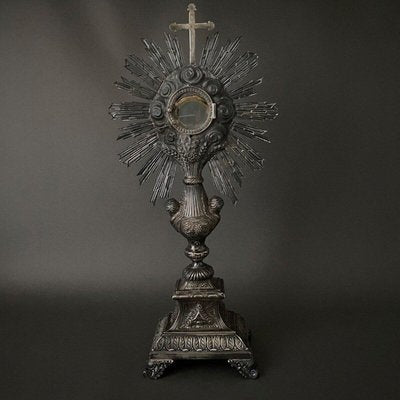 19th Century Monstrance in Silver Decorated with Palmettes and Cherubs-QKG-2019608