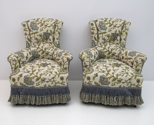 19th Century Napoleon III Brocade Sofa & Armchairs, Set of 3-FER-1338291