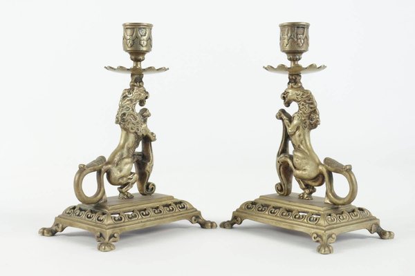 19th Century Napoleon III Candleholders in Bronze, Set of 2-WFS-744732