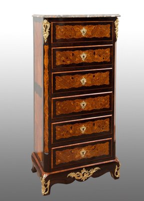 19th Century Napoleon III French in Precious Exotic Woods with Marble Top-KKK-1823318