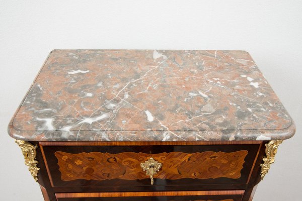 19th Century Napoleon III French in Precious Exotic Woods with Marble Top-KKK-1823318