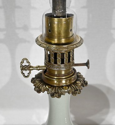 19th Century Napoleon III Oil Table Lamps in Celadon and Bronze, Set of 2-RVK-1419362