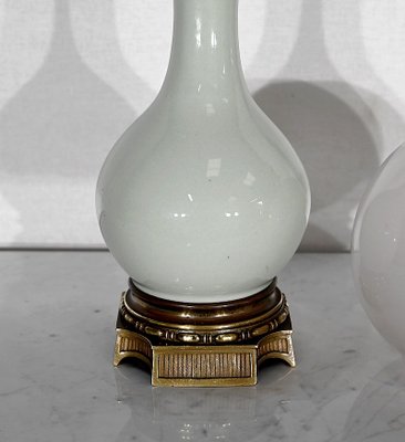 19th Century Napoleon III Oil Table Lamps in Celadon and Bronze, Set of 2-RVK-1419362