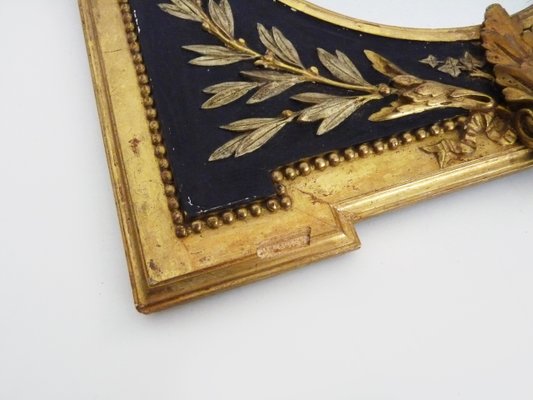 19th Century Napoleon III Oval Frame Mirror in Wood and Blackened Stucco with Golden Motifs-MZP-2019732