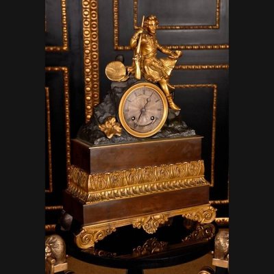 19th Century Napoleon III Style Bronze Pendulum Chimney Clock-FLW-1401848