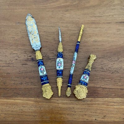 19th Century Napoleon III Writing Set in Blue Enamel-QKG-2017009