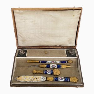 19th Century Napoleon III Writing Set in Blue Enamel-QKG-2017009